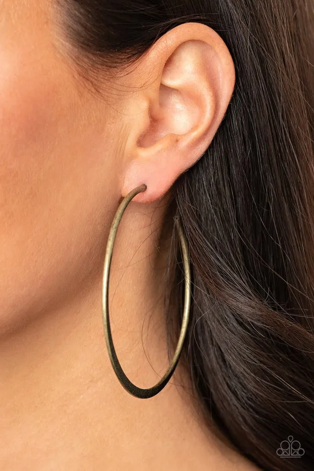 Paparazzi Earring ~ Flat Spin - Brass