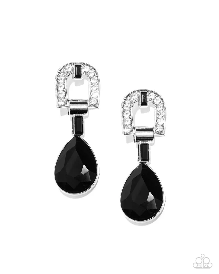 Paparazzi Earring ~ In ARCHING Order - Black