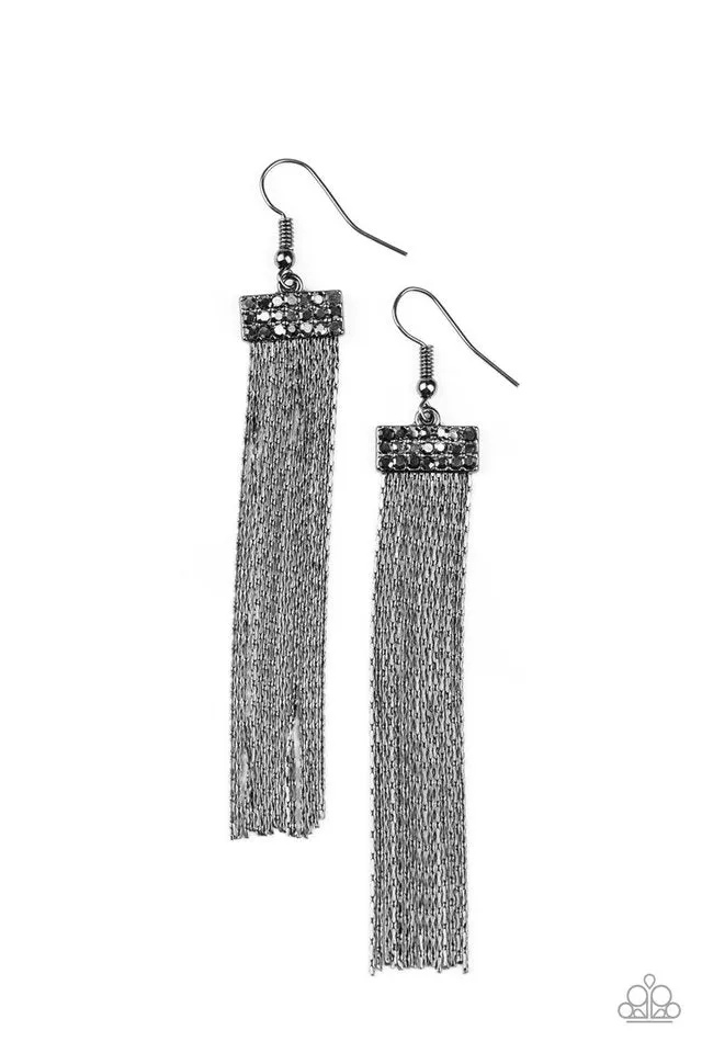 Paparazzi Earring ~ Twinkling Tapestry - Black