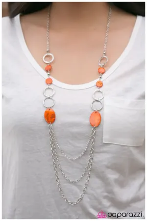 Paparazzi Necklace ~ Happy-Go-Lucky - Orange