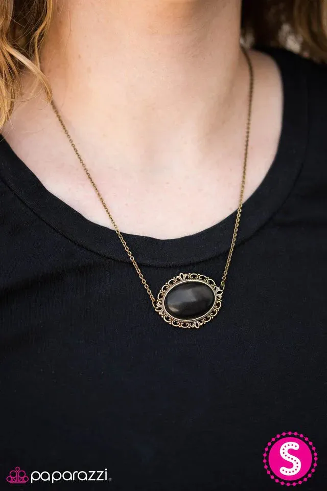 Paparazzi Necklace ~ Western Cameo - Black