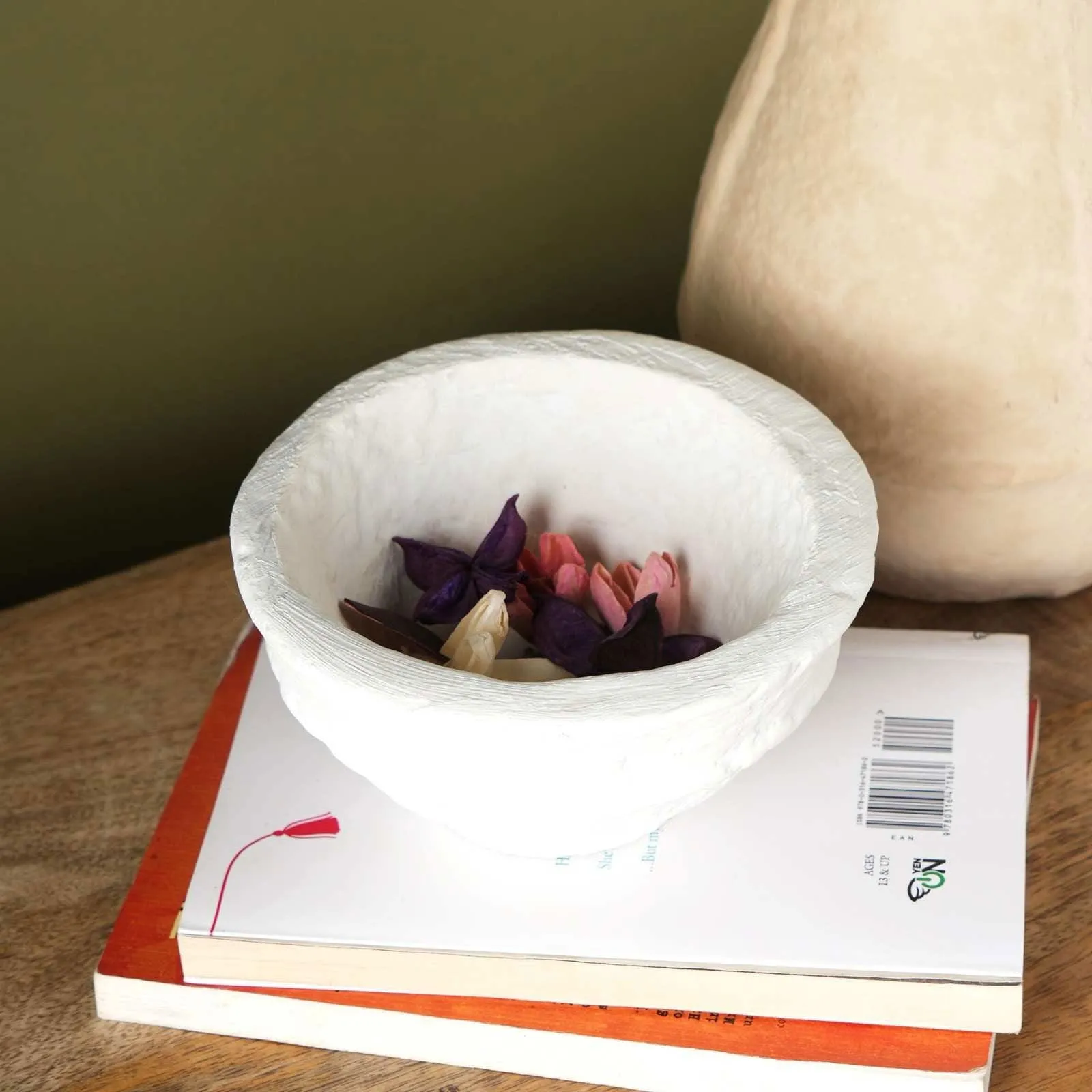 Paper Mache Bowl - white