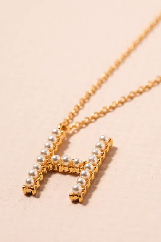 Pearl Initial Letter Necklace