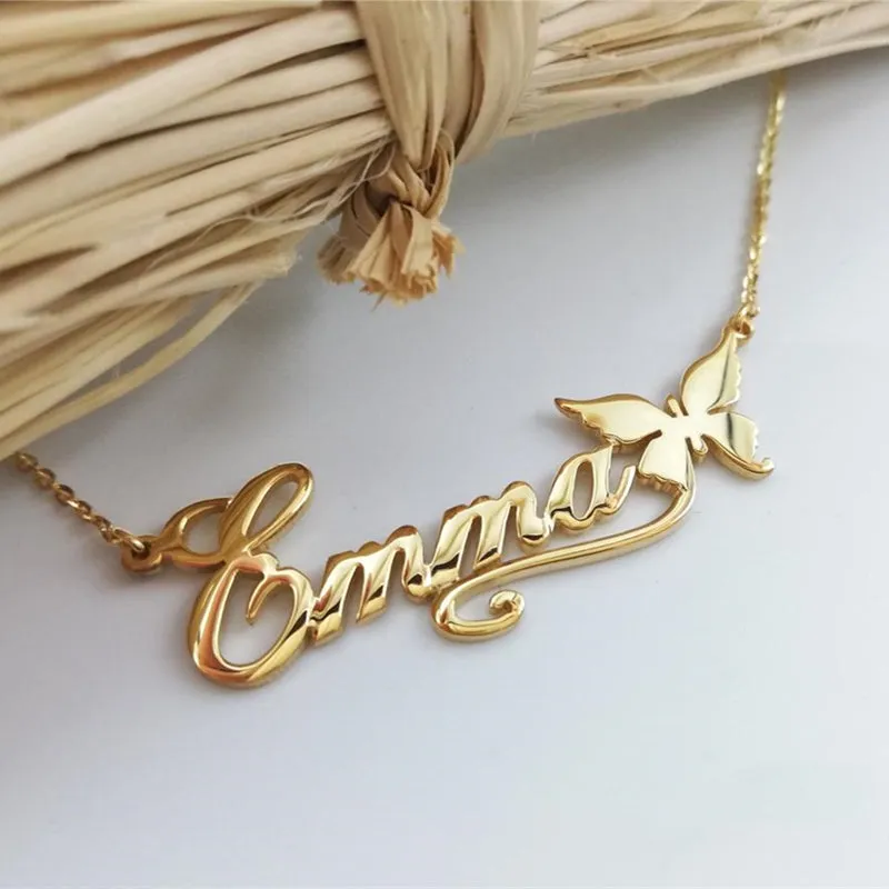 Personalized Flower Name Necklaces For Women Girl Favorite Jewelry Custom Musical Note Heart Nameplate Beauty Necklace