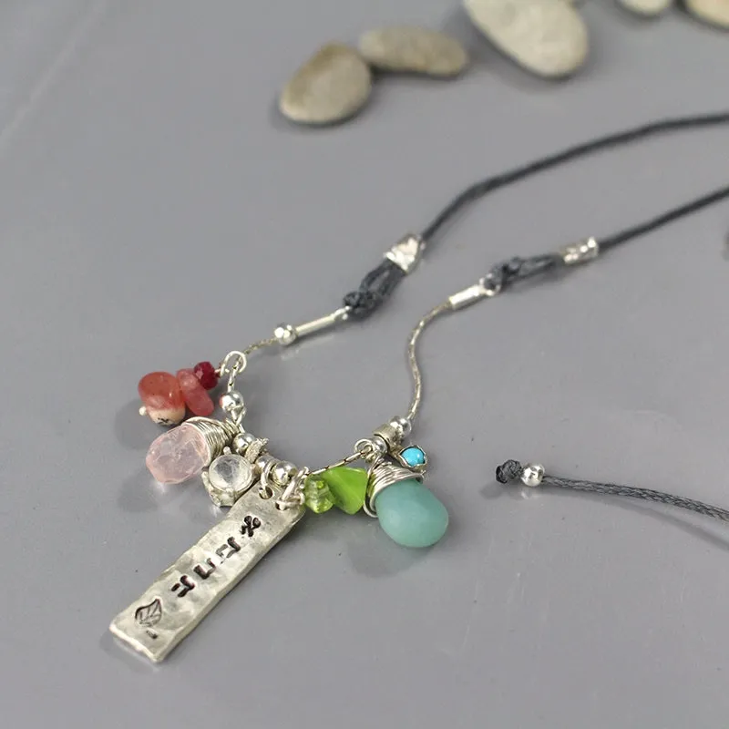 Personalized Silver Gemstone Love Necklace