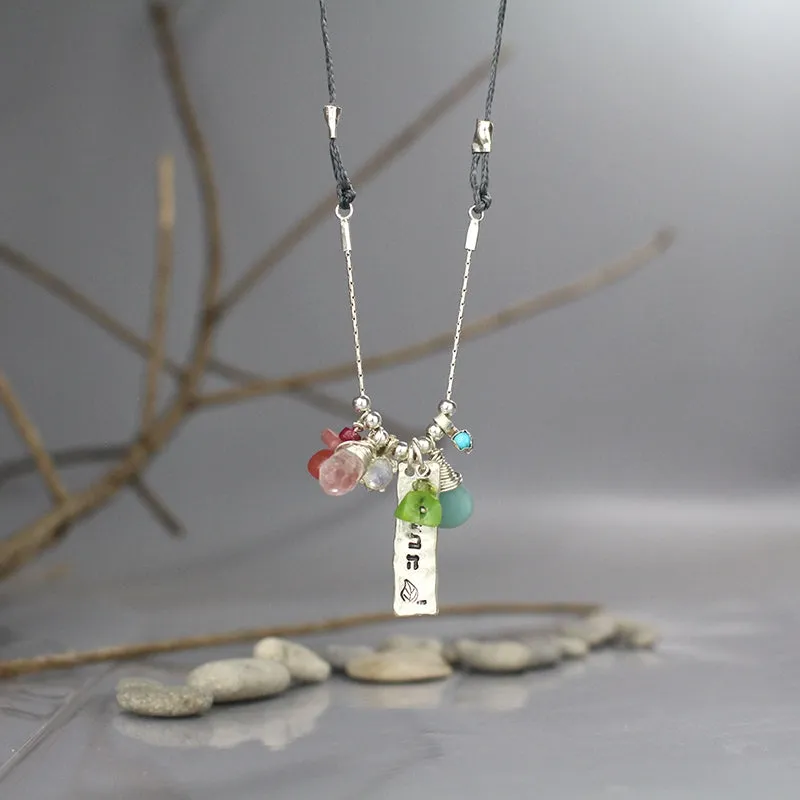 Personalized Silver Gemstone Love Necklace