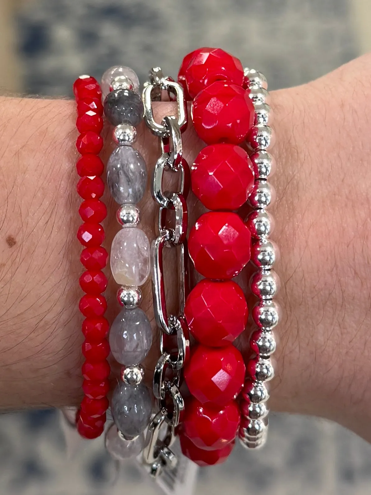 Poppy Red Faceted 10mm Bracelet