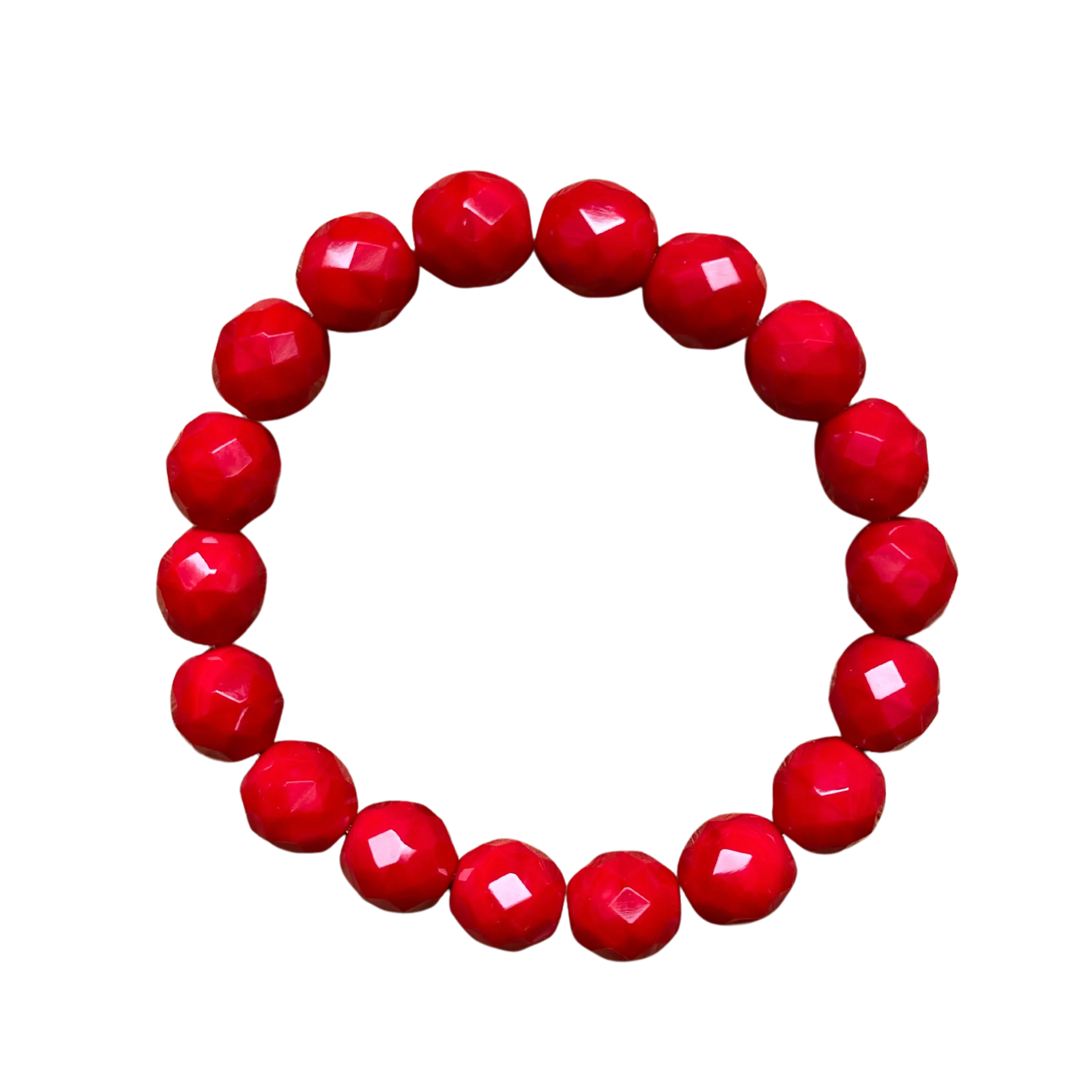 Poppy Red Faceted 10mm Bracelet