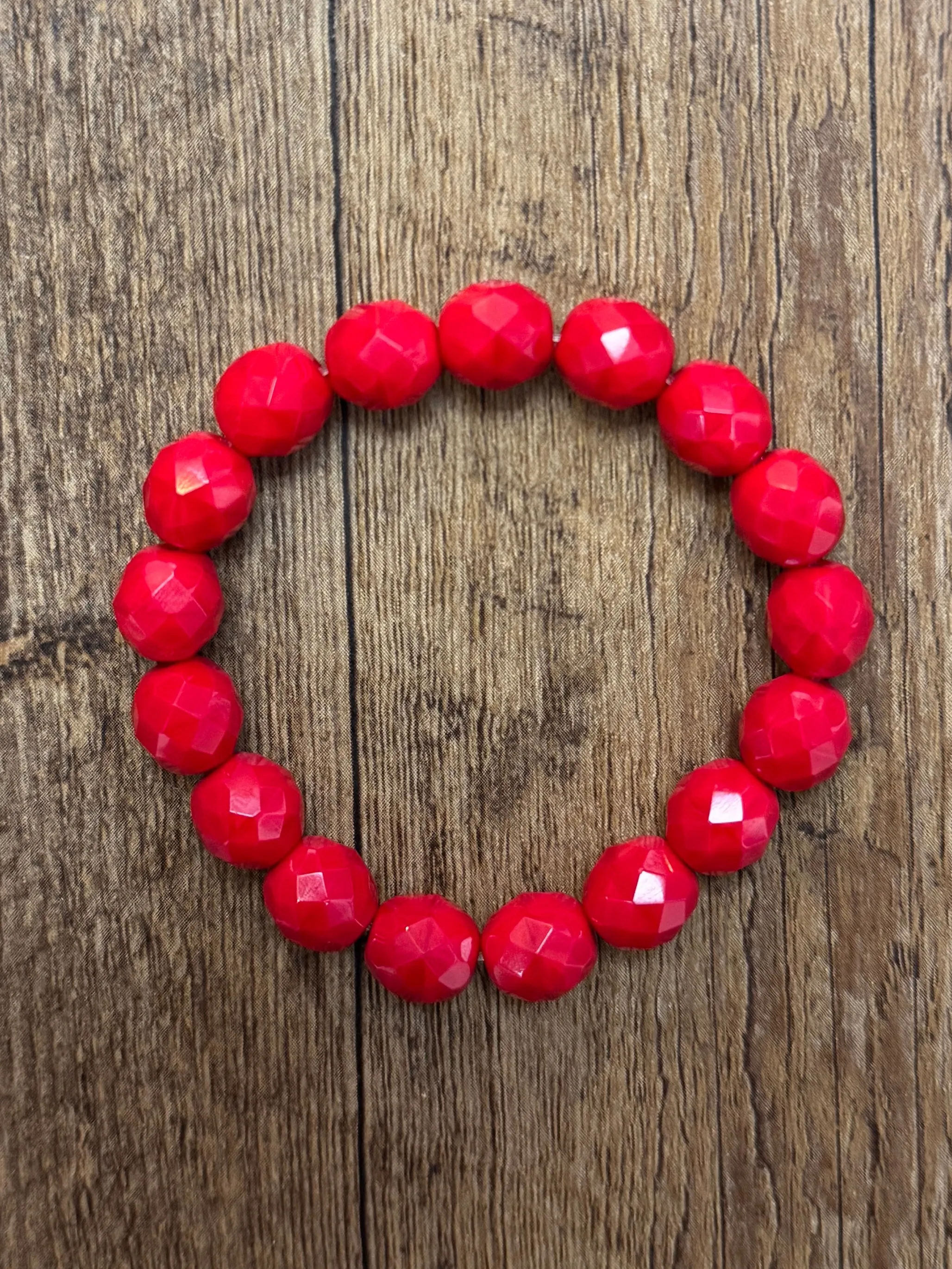 Poppy Red Faceted 10mm Bracelet