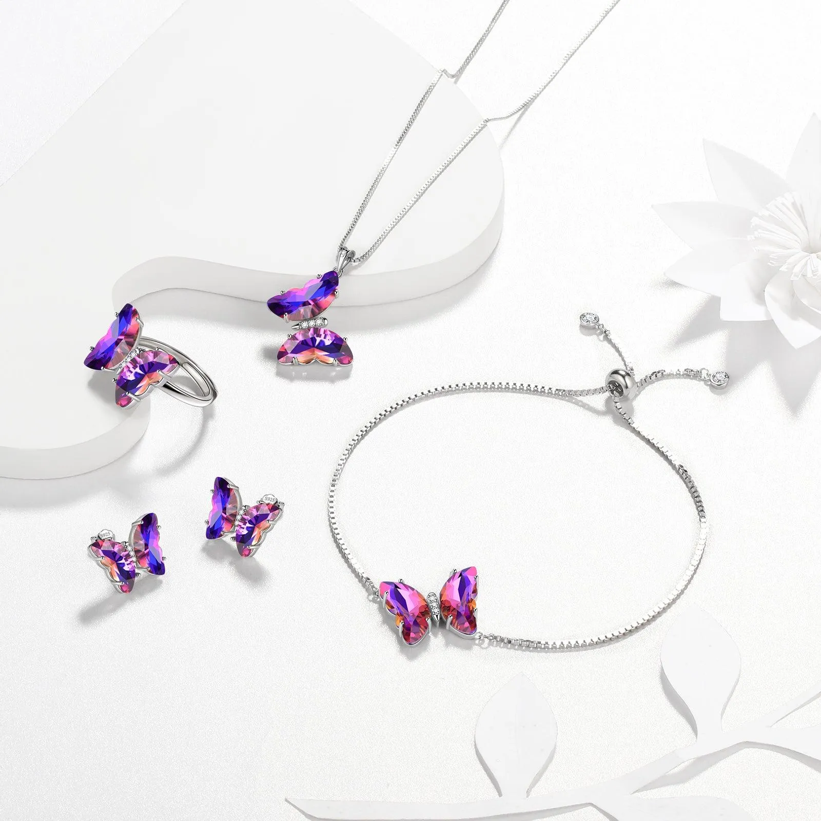 Purple Butterfly Bracelet February Amethyst Birthstone Women Girls Jewelry Birthday Gift