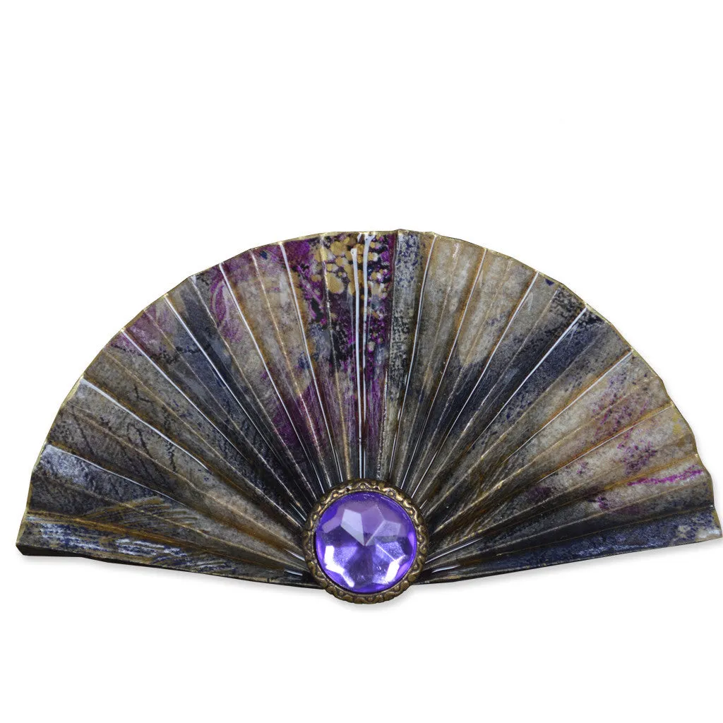 Purple/Gold Fan Brooch