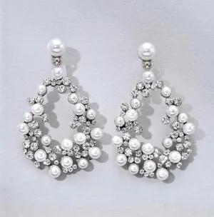 "Carina" - Pearl and Rhinestone Bridal Earrings