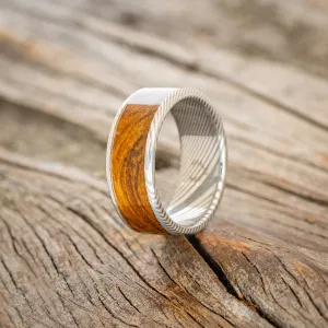 "RAINIER" - IRONWOOD WEDDING BAND - DAMASCUS STEEL - SIZE 9