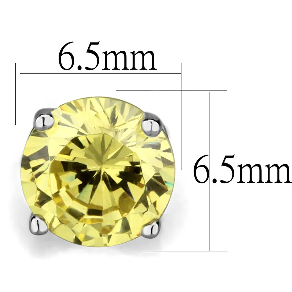 Rhodium Brass Earrings with AAA Grade CZ in Citrine Yellow for Women Citrine Yellow Stone Color Style LO3953