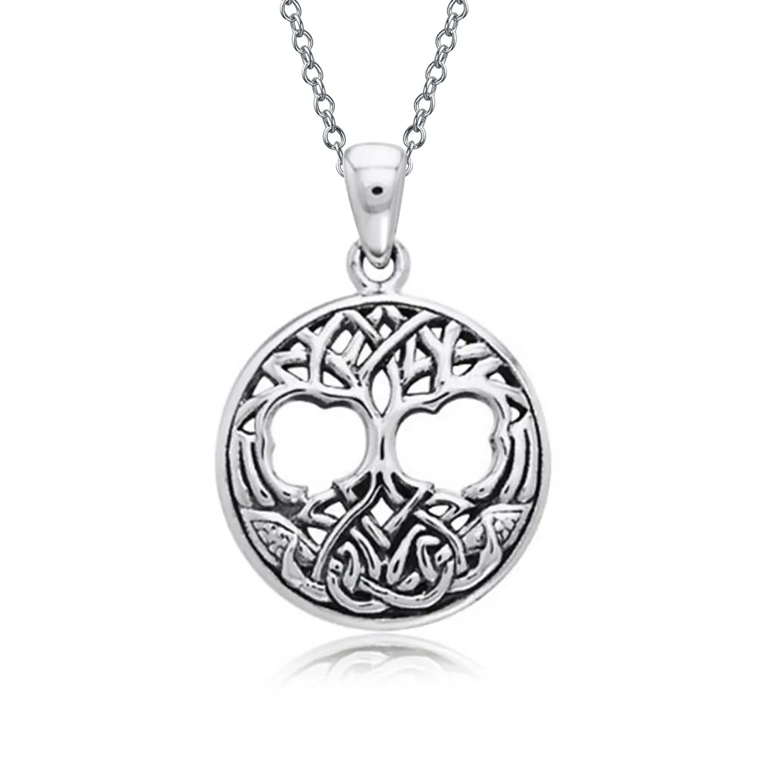 Rising Sun Celtic Knot Tree Of Life Pendant Necklace in Sterling Silver