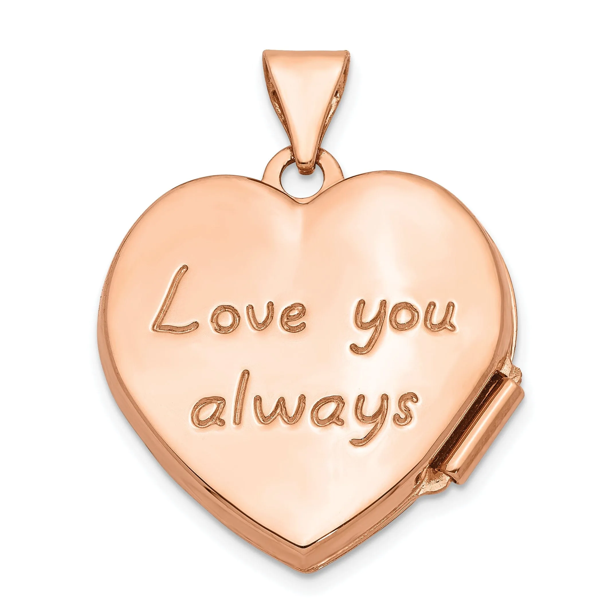 Rose Gold Scrolled Love you always Heart Locket