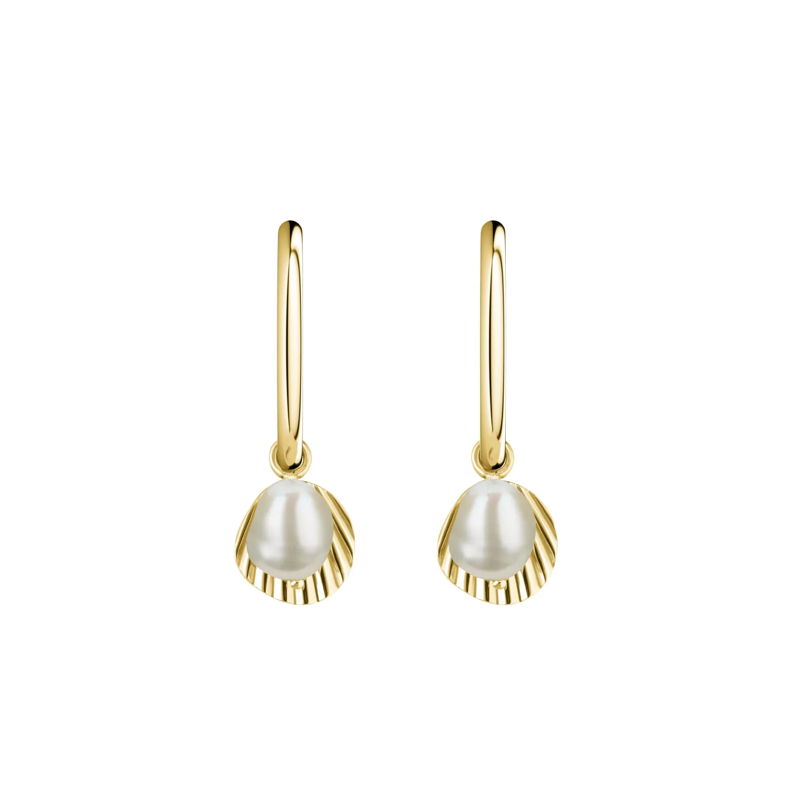 Rosefield Shell & Pearl Drop Ear Gold Earrings JSPCEG-J173