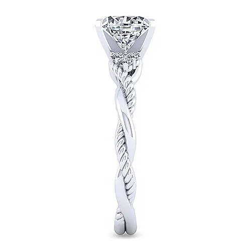 Round Twisted Shank Diamond Ring .12 Cttw 14K White Gold 195A