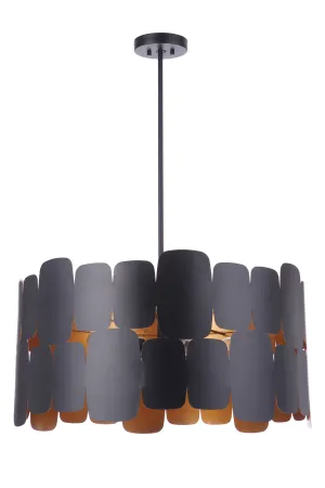 Sabrina 5 Light Pendant in Flat Black/Gold Luster