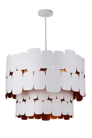 Sabrina 9 Light Pendant in Matte White/Gold Luster