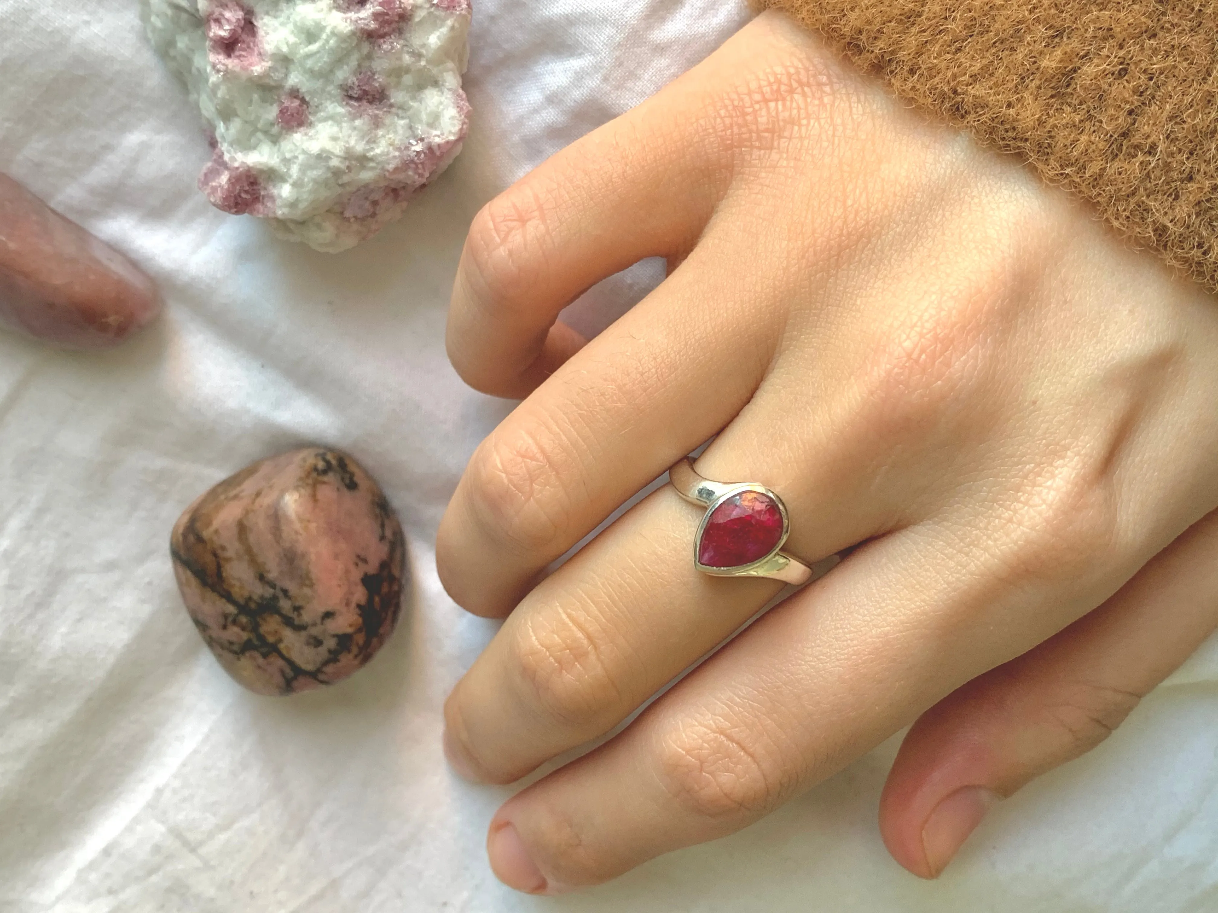 Semi-precious Ruby Efimia Ring - Teardrop (US 6 & 6.5)