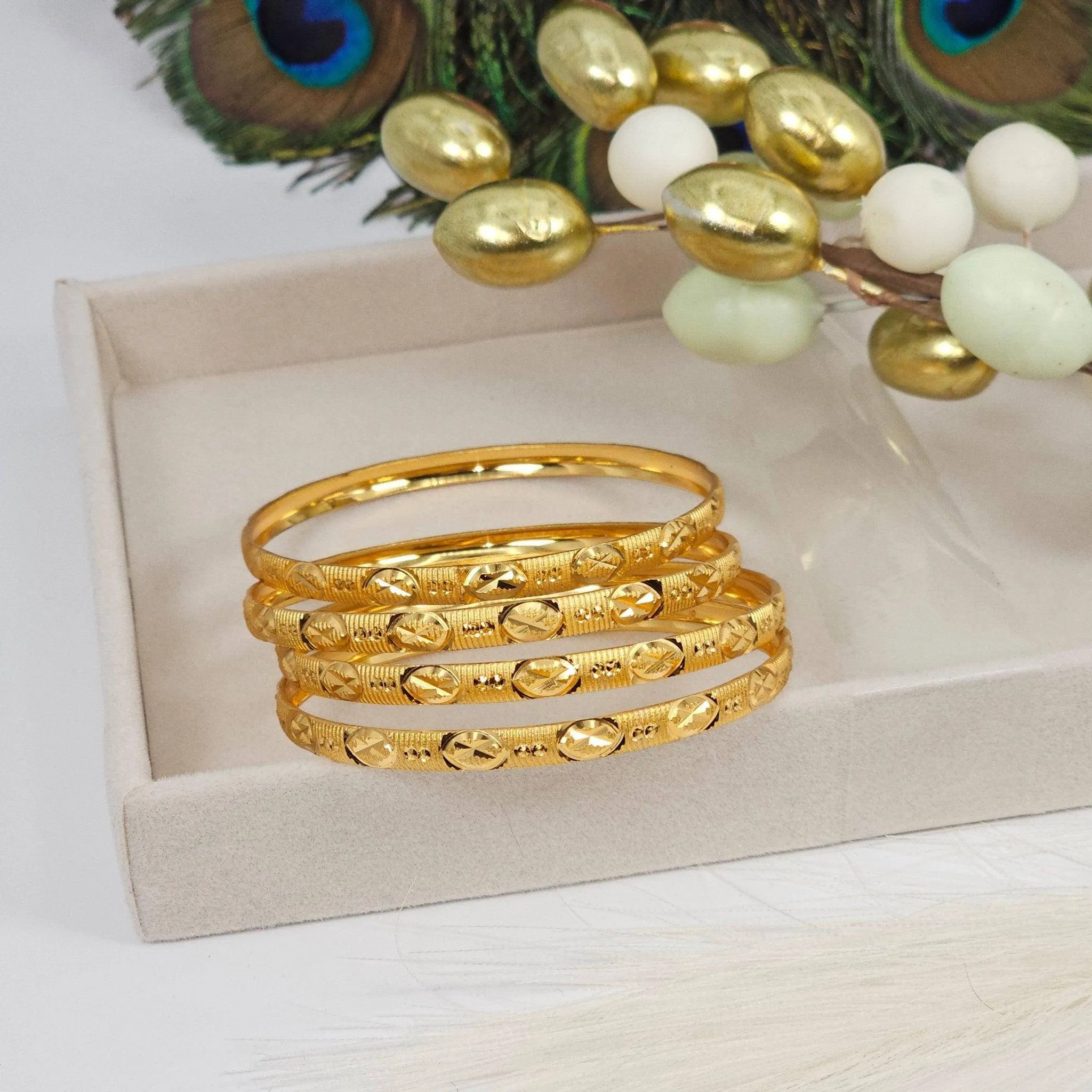 Set of 4 Gold Plated Indian Bangles