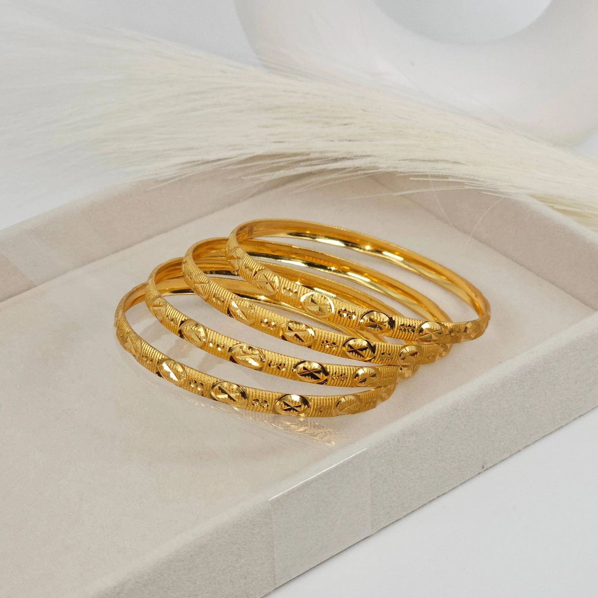 Set of 4 Gold Plated Indian Bangles