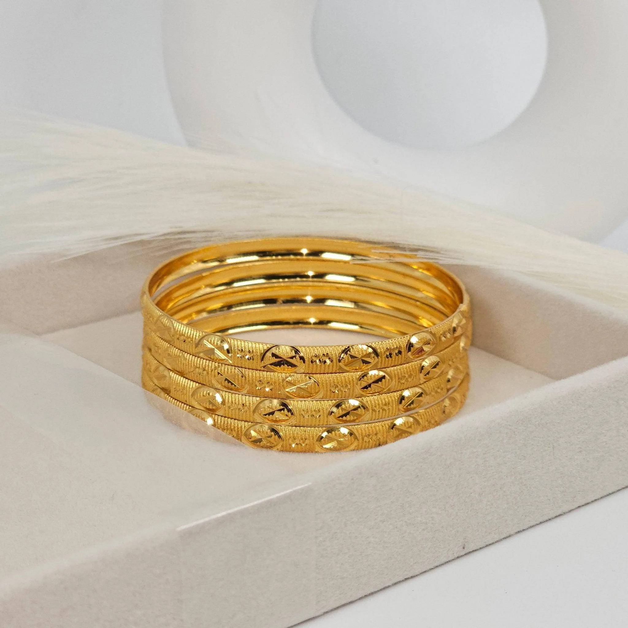 Set of 4 Gold Plated Indian Bangles