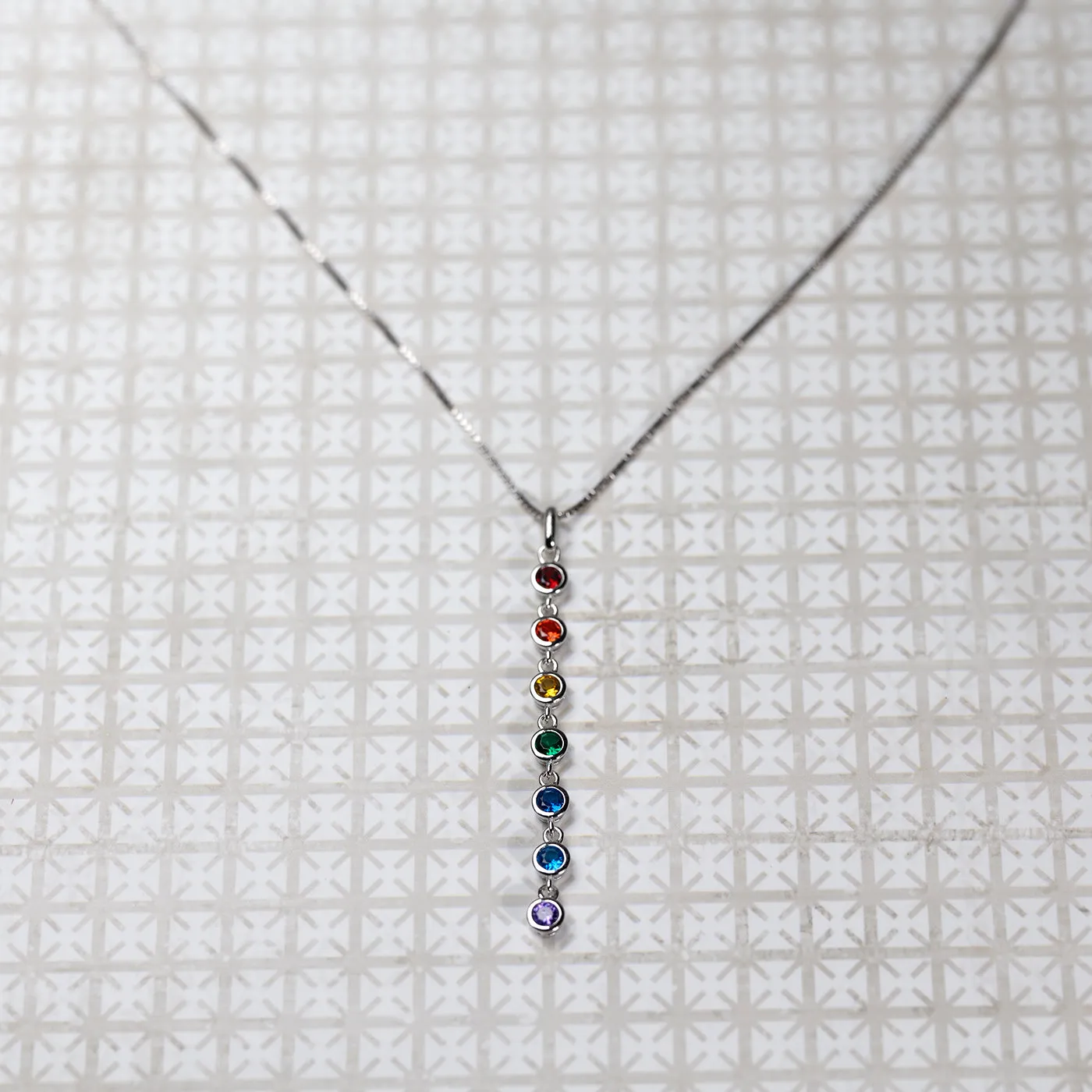 Seven Stones Sparkling Rainbow Drop Pendant