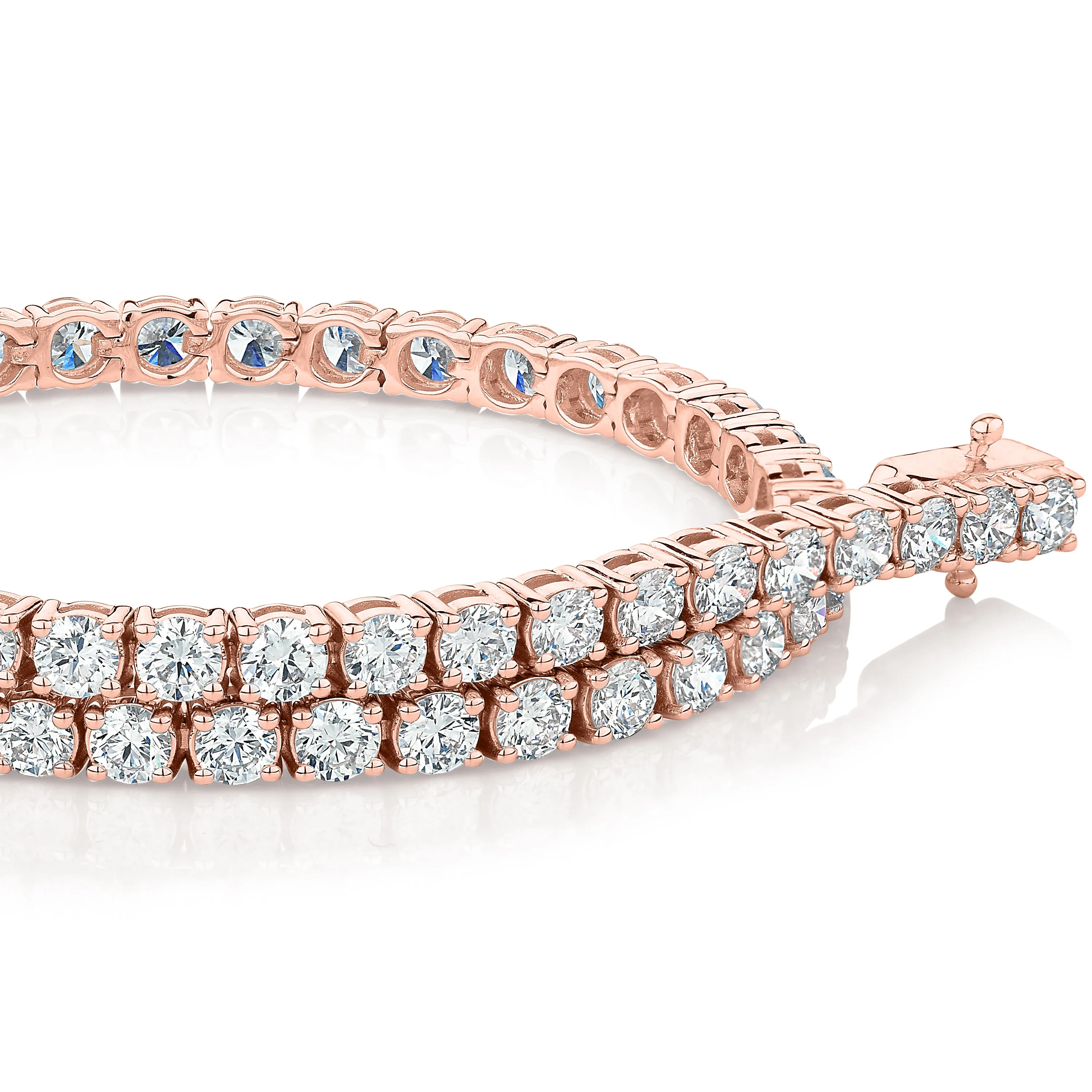 Signature Simulant Diamond 5 carat* TW round brilliant tennis bracelet in 10 carat rose gold