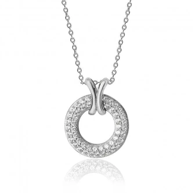 Silver & Co Pave Style Circle Cross Loop Cubic Zirconia Chain Pendant SPG0030CZ