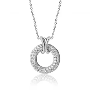 Silver & Co Pave Style Circle Cross Loop Cubic Zirconia Chain Pendant SPG0030CZ