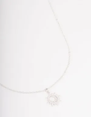 Silver Dainty Sunray Short Necklace