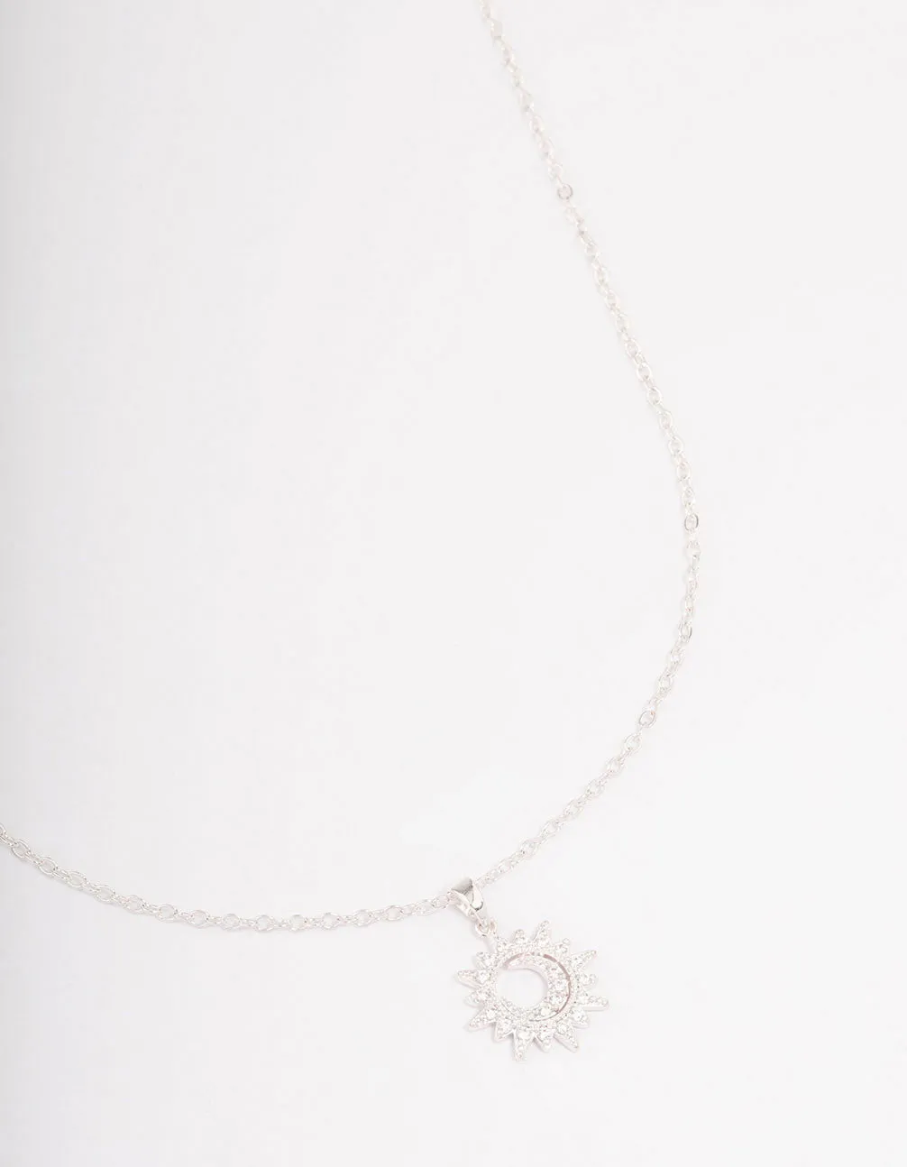 Silver Dainty Sunray Short Necklace