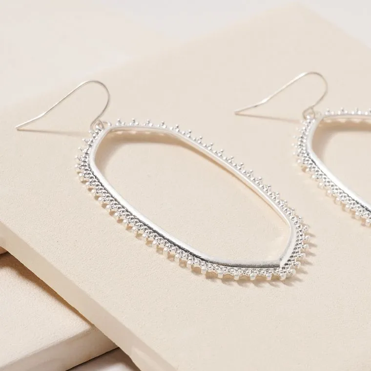 Silver Geometric Metal Dangling Earrings