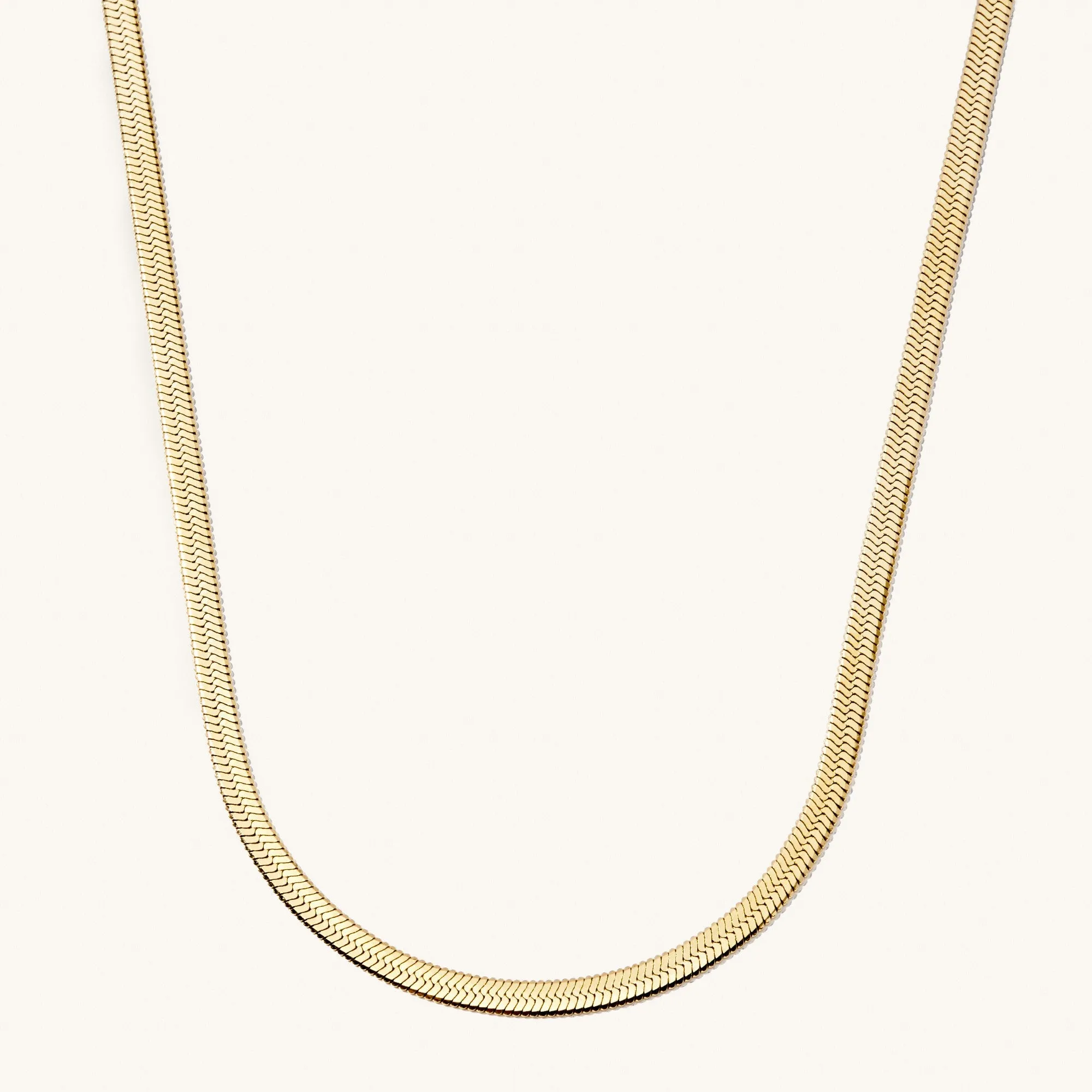 Skinny Herringbone Necklace {Waterproof} : Gold