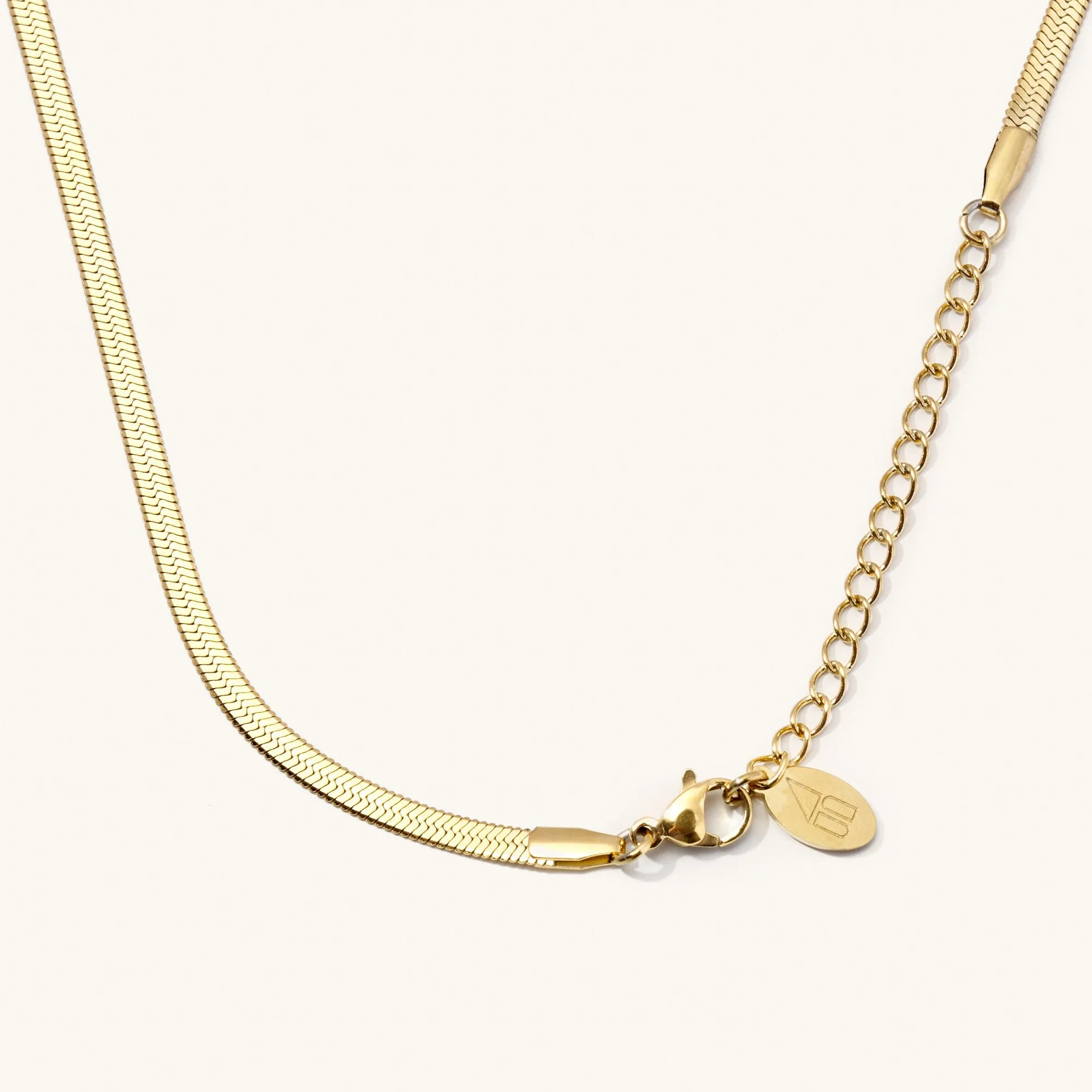 Skinny Herringbone Necklace {Waterproof} : Gold