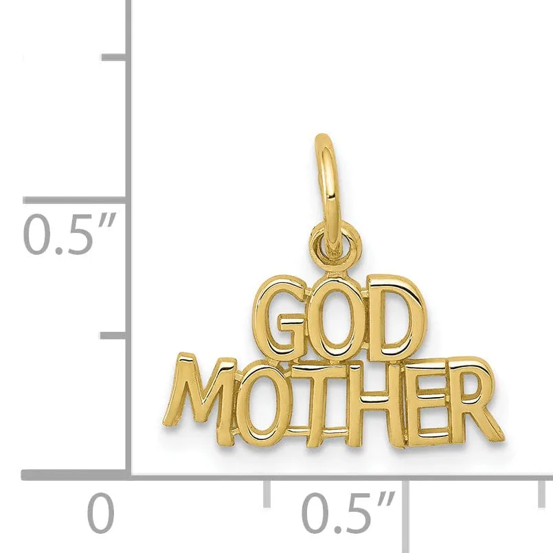 Solid 10k Yellow Gold Polish Godmother Pendant