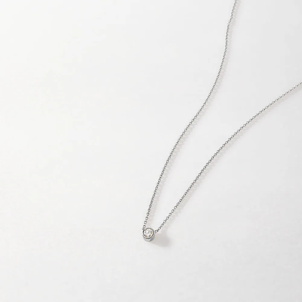 Solitaire Diamond Necklace - White Gold