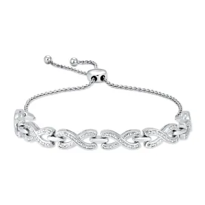 Sterling Silver 1/10 Ct.Tw.Diamond Bolo Bracelet