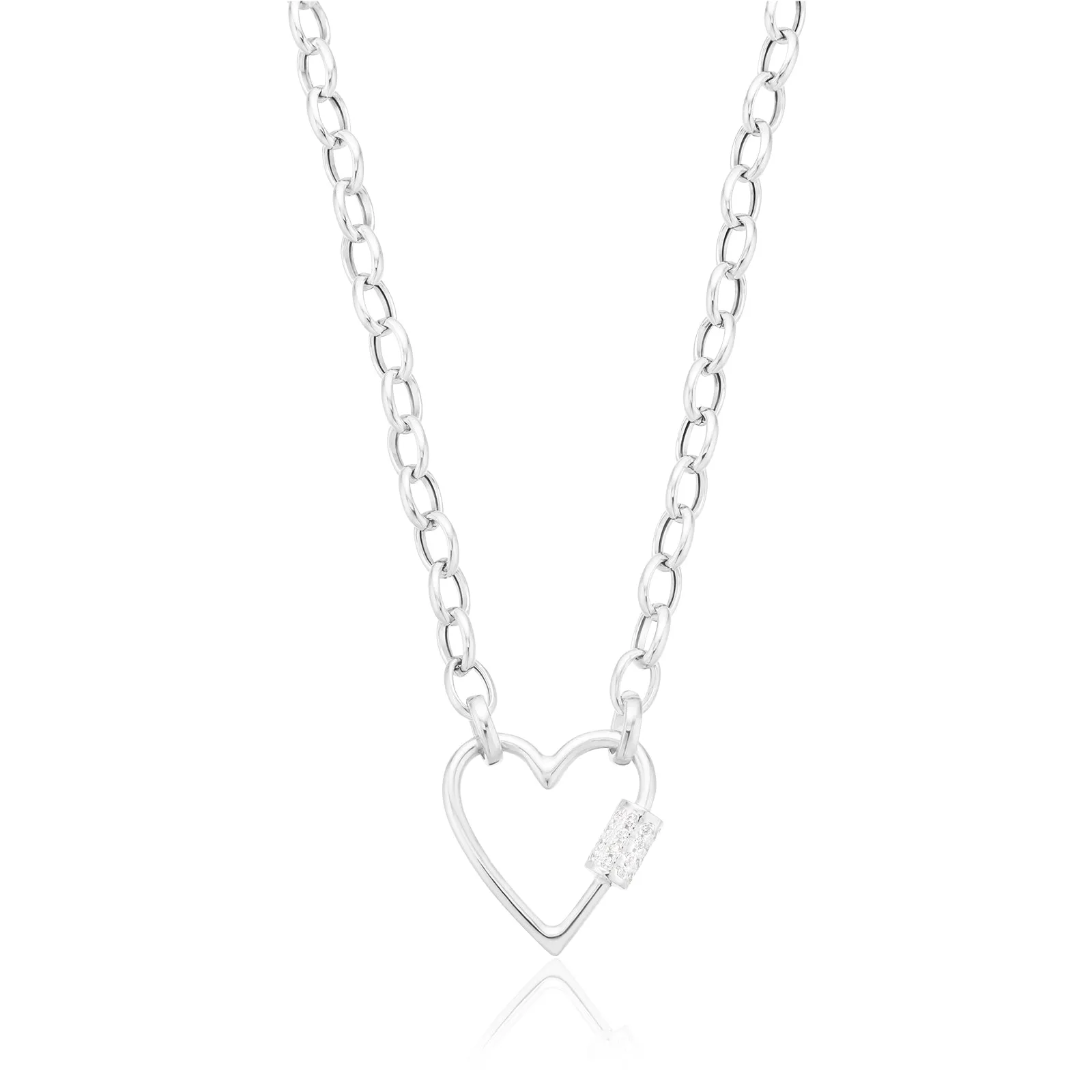 Sterling Silver 45cm Heart Necklace