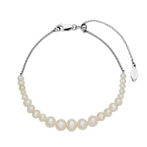 Sterling Silver Graduated Pearl Bolo Bracelet by Samuel B.