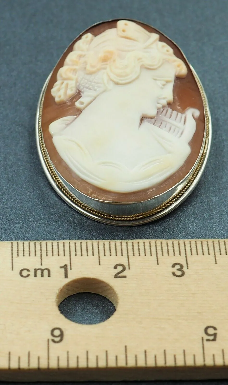 Sterling Silver Shell Cameo Brooch