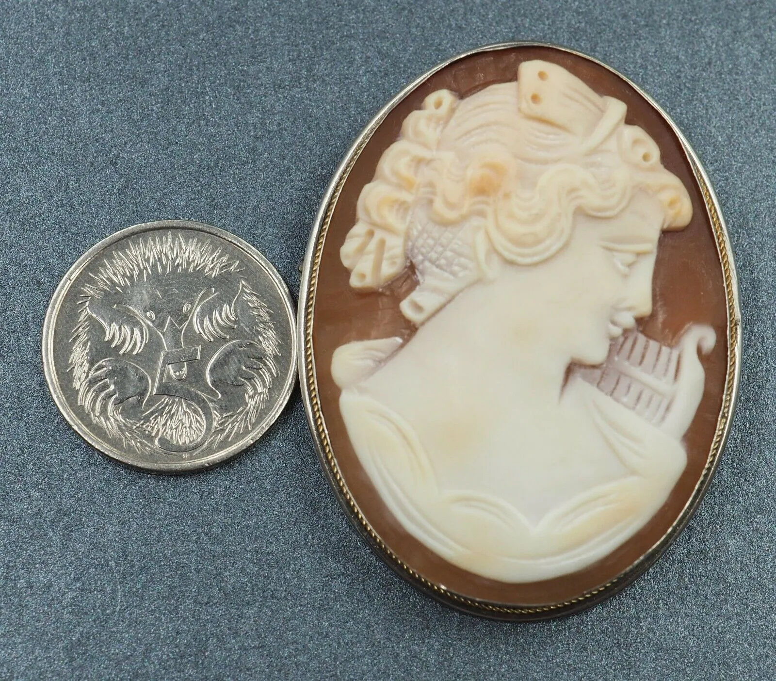 Sterling Silver Shell Cameo Brooch