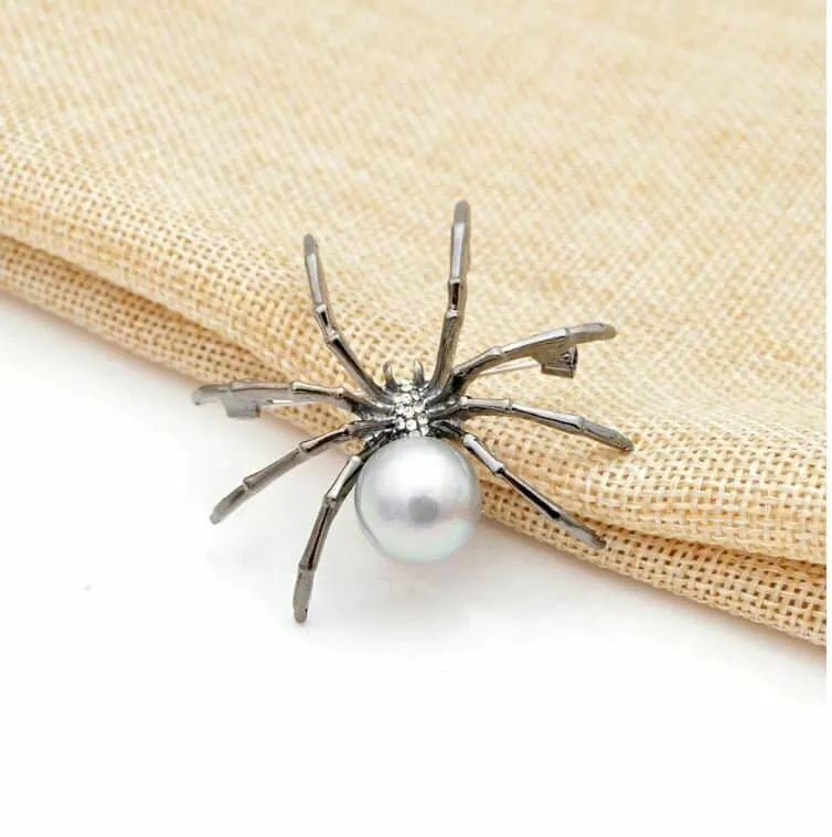 Stunning diamonte silver plated vintage look spider pin christmas brooch cake b6