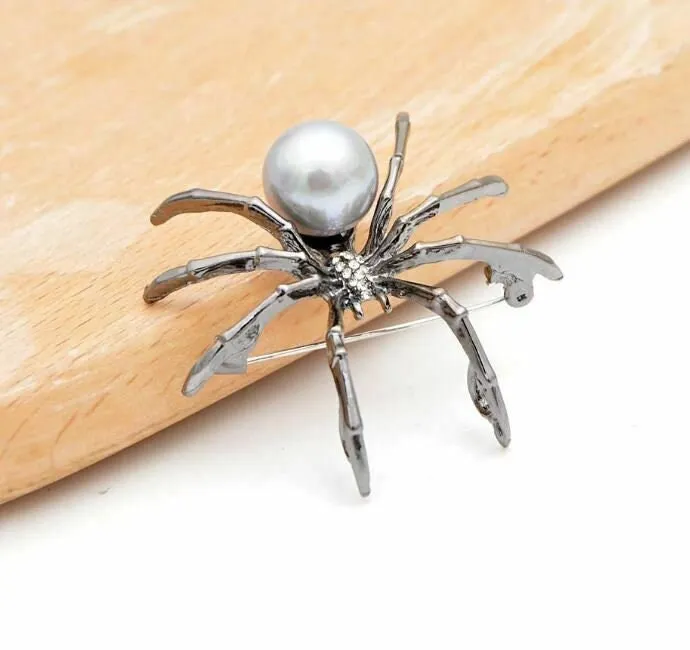 Stunning diamonte silver plated vintage look spider pin christmas brooch cake b6