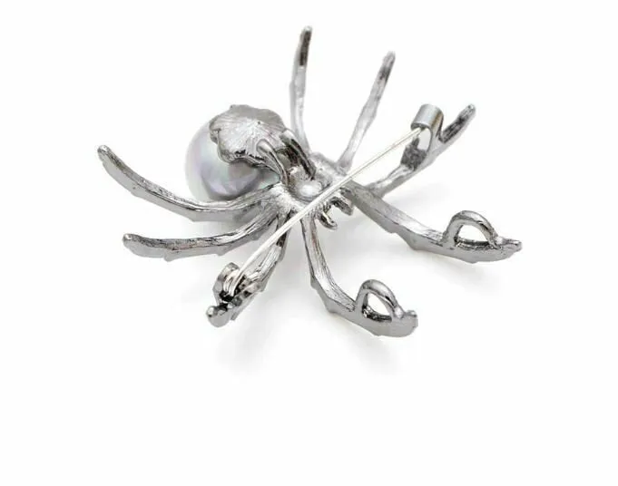 Stunning diamonte silver plated vintage look spider pin christmas brooch cake b6