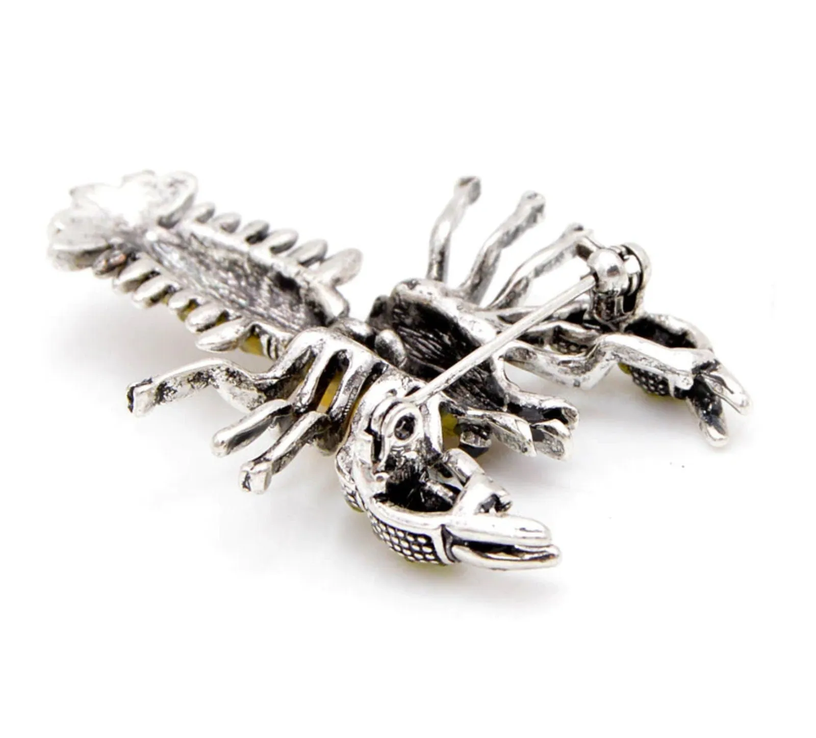 Stunning lobster vintage look silver plated retro celebrity brooch broach pin gg