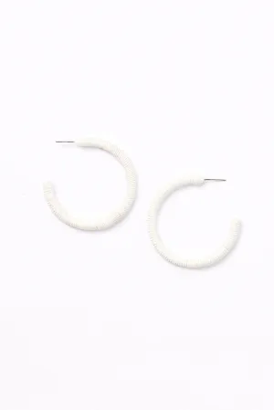 Thin Large Woven Hoops in White