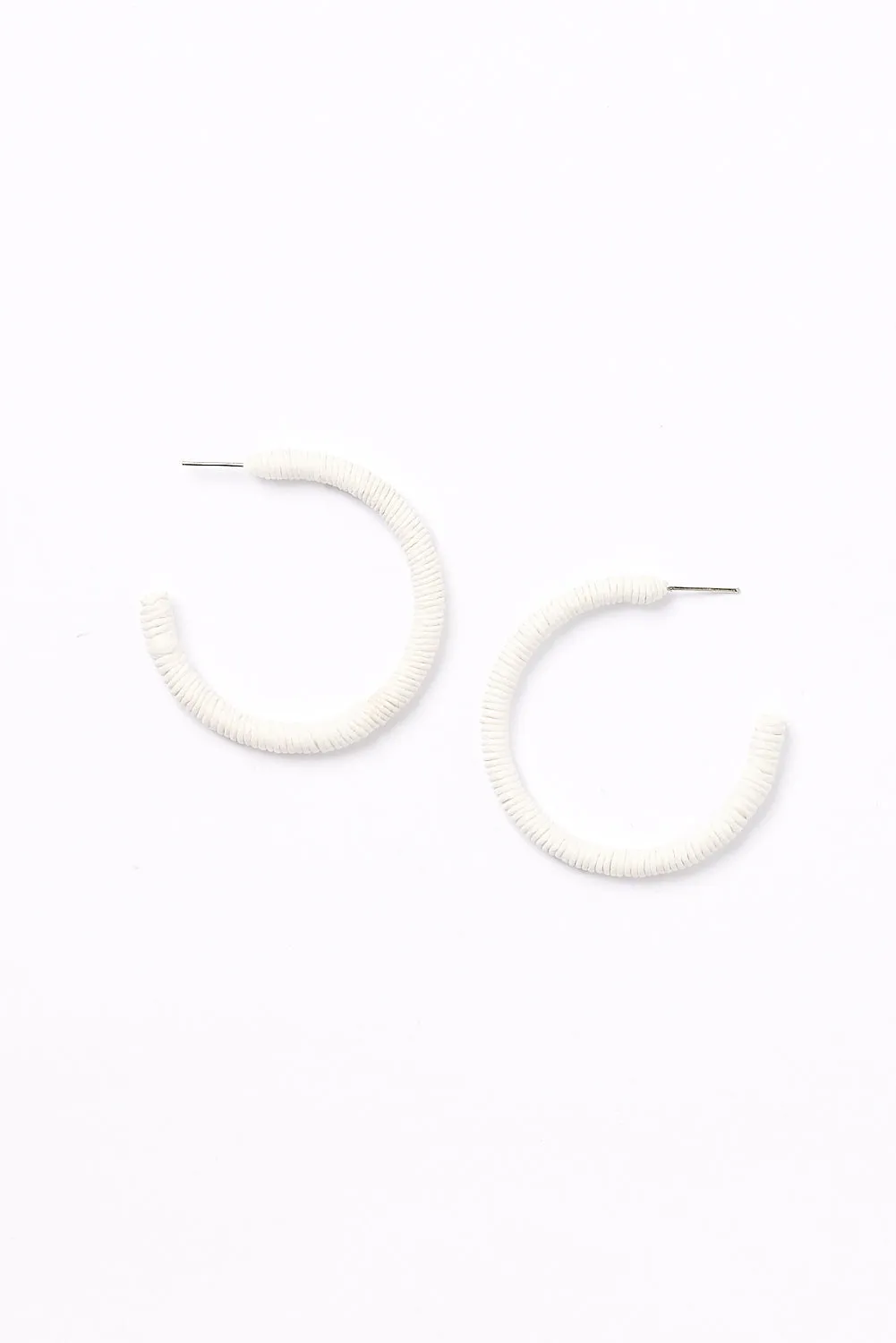 Thin Large Woven Hoops in White